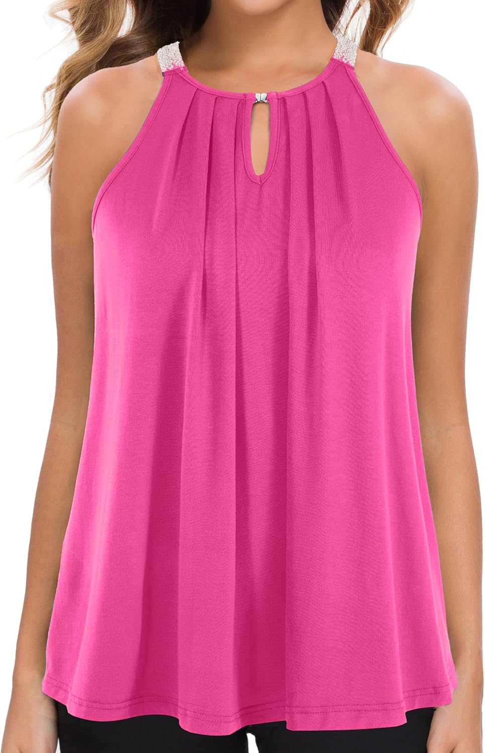MANER Women's Tank Top, Special Casual Halter Top for Summer, Innovative Flowy C...