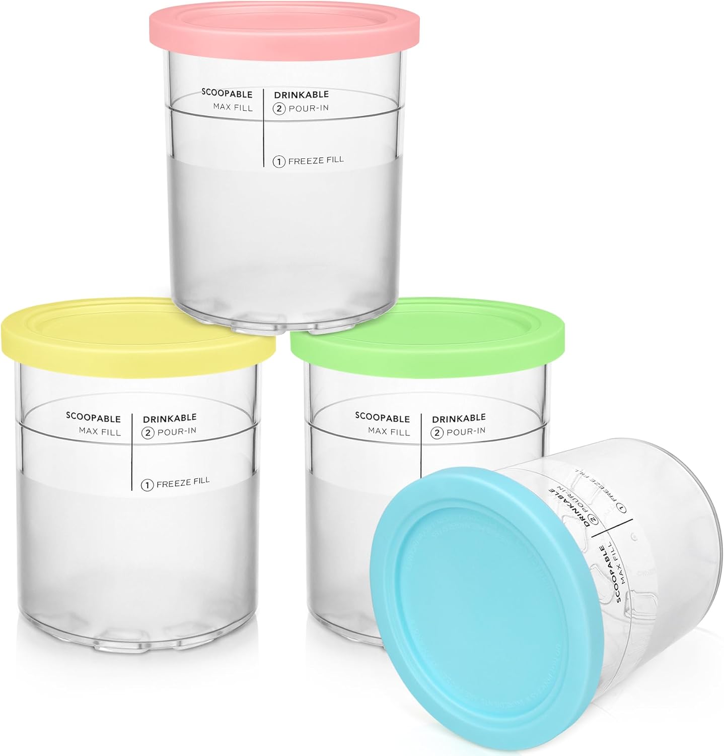 FIRJOY Replacement Pints and Lids for Ninja Deluxe 11-in-1 Creami Maker, Extra 2...
