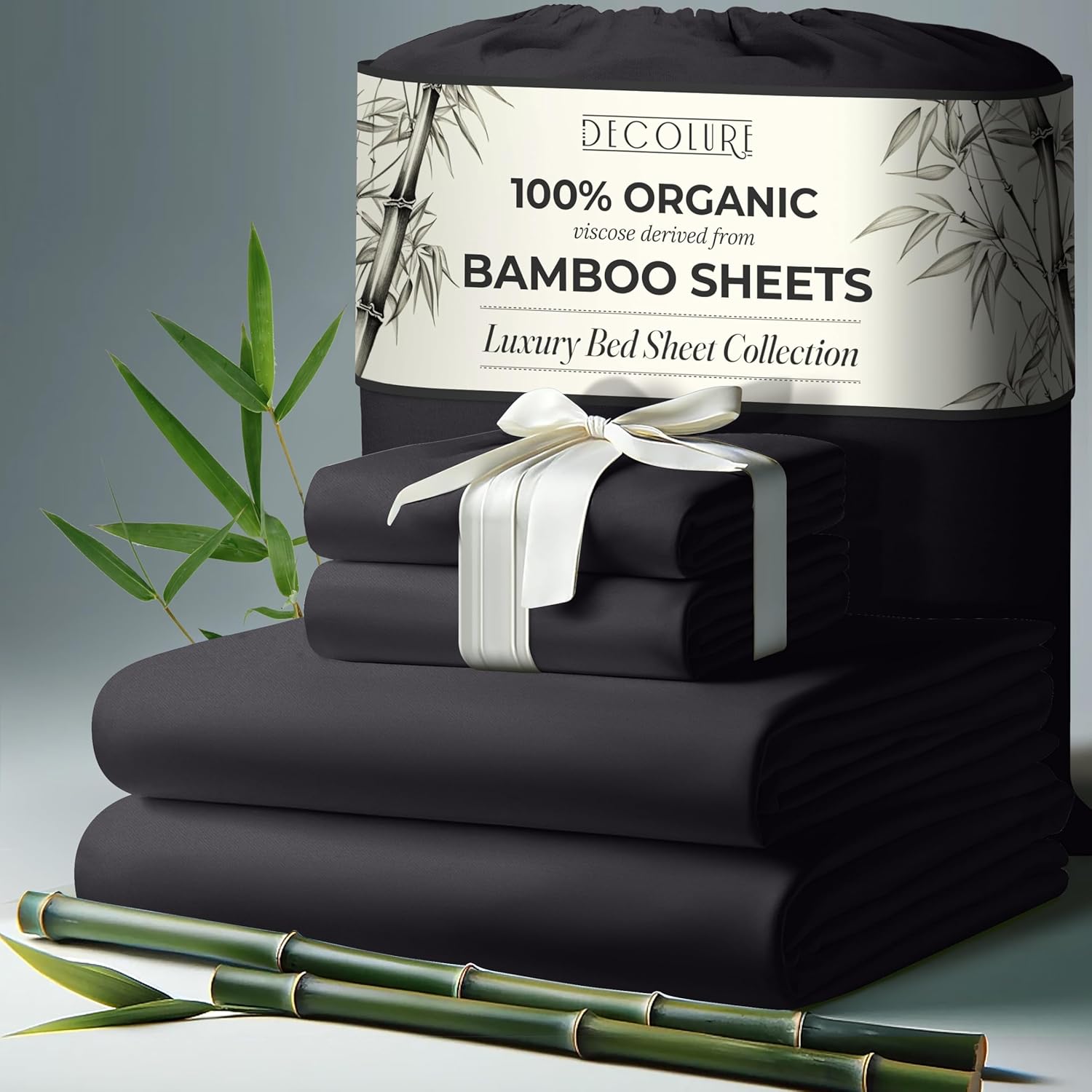 DECOLURE 100% Organic Viscose Derived from Bamboo Sheets King Size 4pcs - Ultra...
