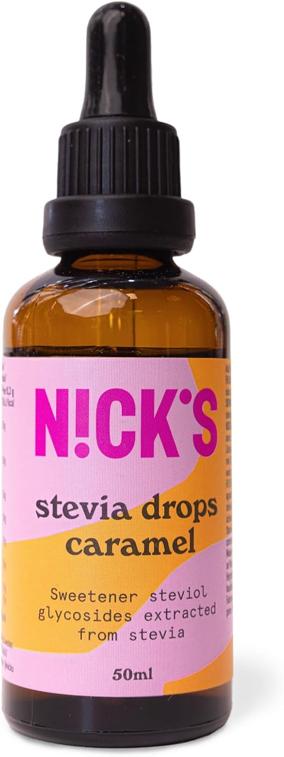 NICKS Caramel Stevia Drops (50ml) Sugar Free Zero Calorie Liquid Flavoured Keto...