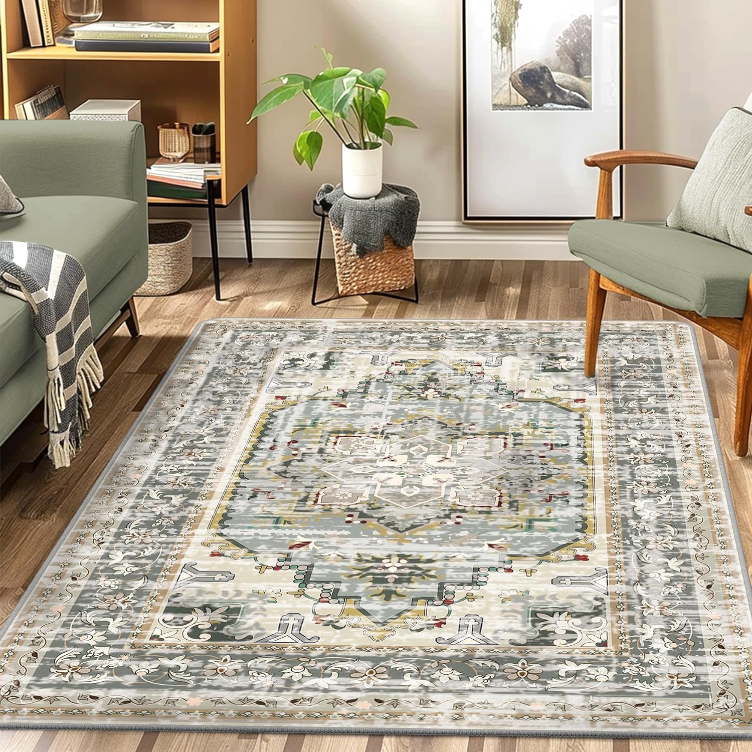 NORTHERN BROTHERS 4x6 Washable Area Rugs - Boho Rugs for Living Room Area Rug 4x...