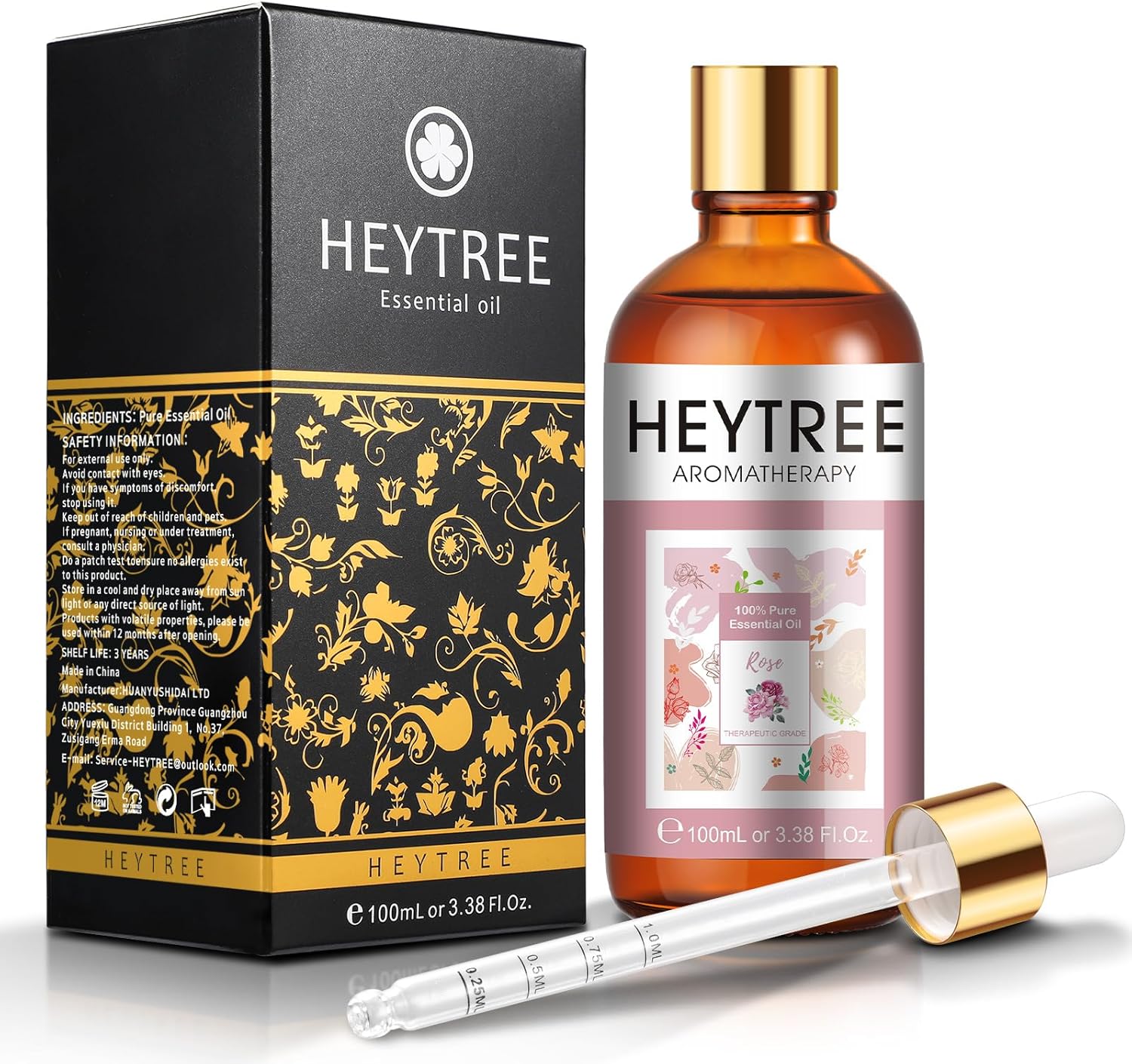 HEYTREE Rose Essential Oil 100ml Natural Rose Essential Oils Perfect for, Skin C...