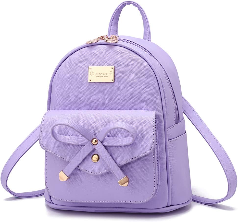 I IHAYNER Girls Bowknot Cute Leather Backpack, Special Mini Backpack Purse for W...
