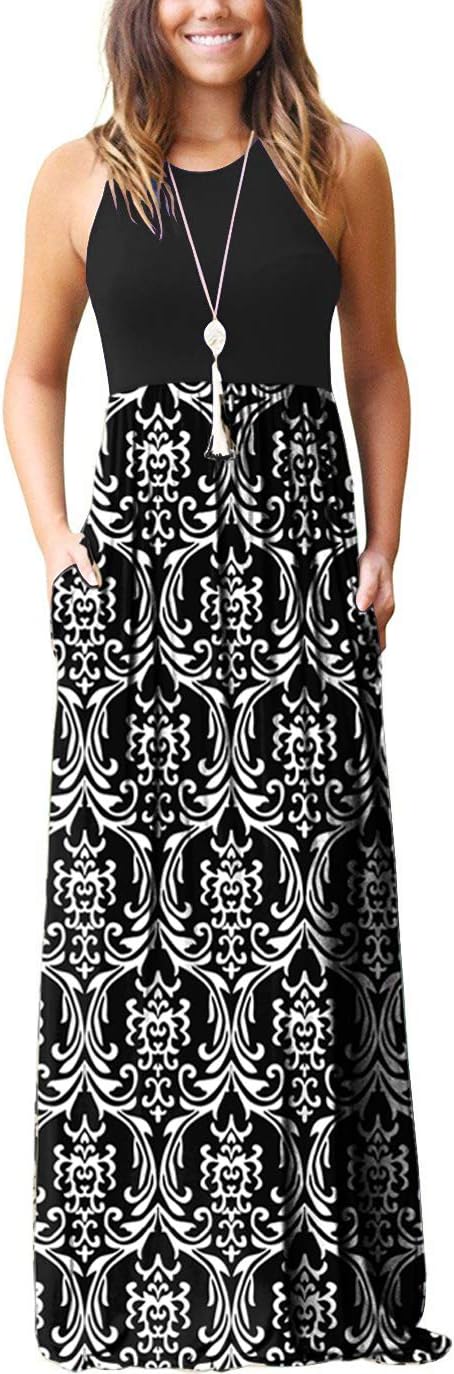 GRECERELLE Women's Sleeveless Racerback Maxi Dress, Special Floral Print Casual...