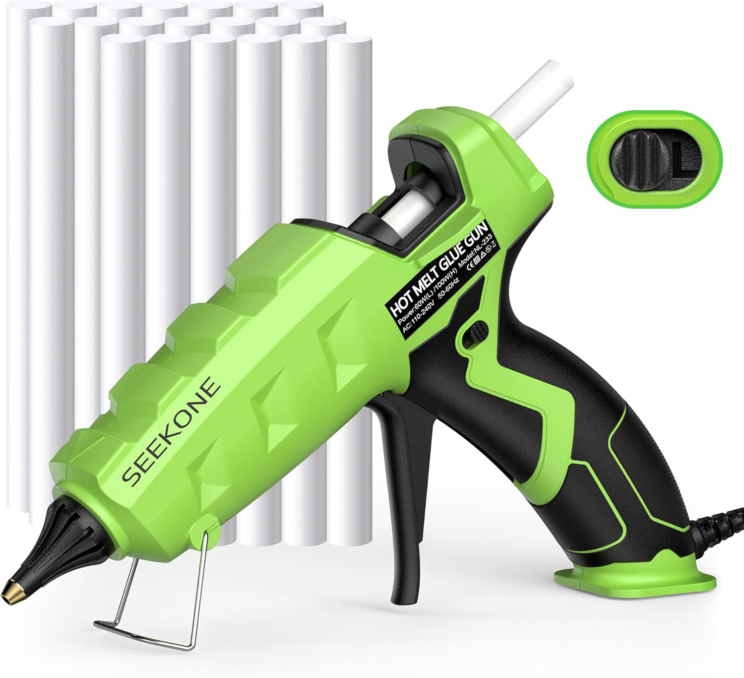 SEEKONE Hot Glue Gun, 60/100W Dual Power High Temp Heating Glue Gun Kit with 20p...