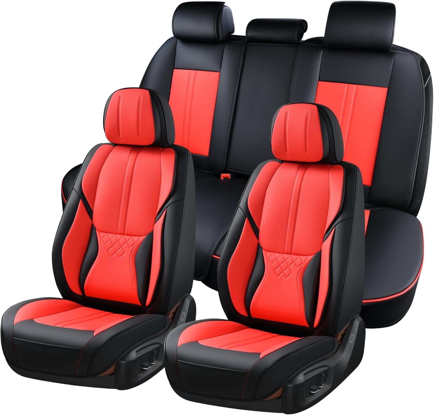 Car Seat Covers Full Set, Auto Seat Covers 5 Pieces, Leatherette Automotive Vehi...