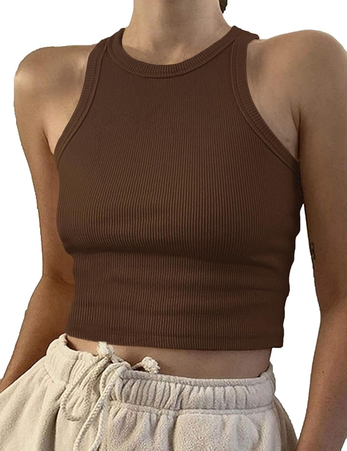 Artfish Women Tank Top, Special Basic Sleeveless Crop Top, Innovative High Neck...