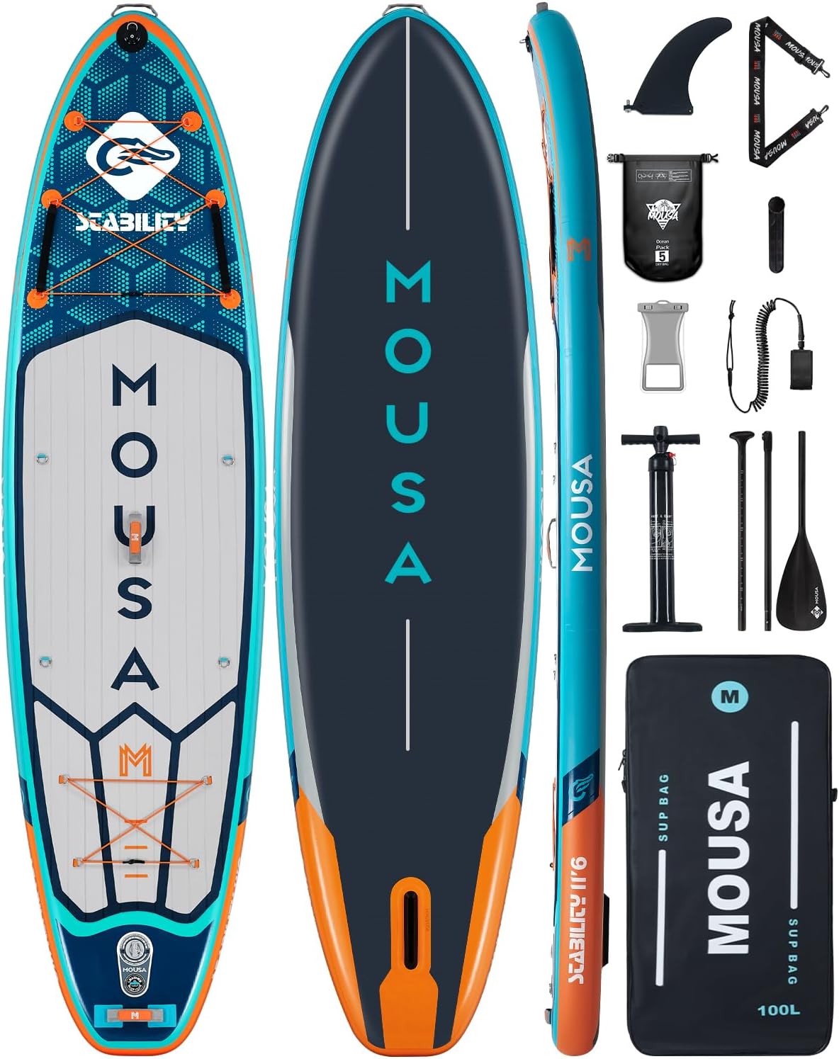 10'8/11'*35" Extra Wide Inflatable Paddle Boards, Stable Stand-up Paddleboard fo...