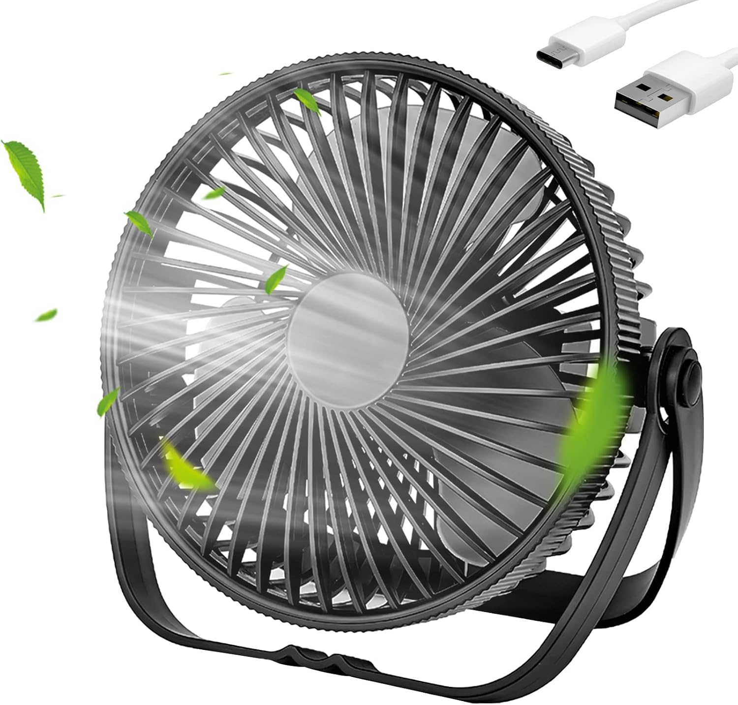Kazaigou USB Desk Fan, Small USB Powered Portable Desk Fan, 3 Speeds Strong Wind...