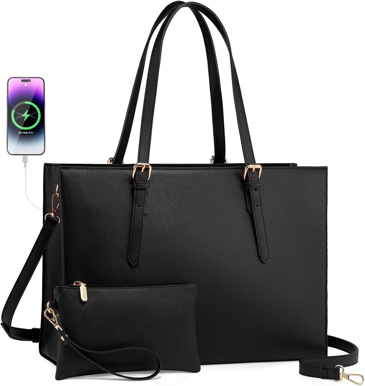 LOVEVOOK Laptop Tote and Briefcase Set, Special 15.6 Inch Waterproof Leather Sho...