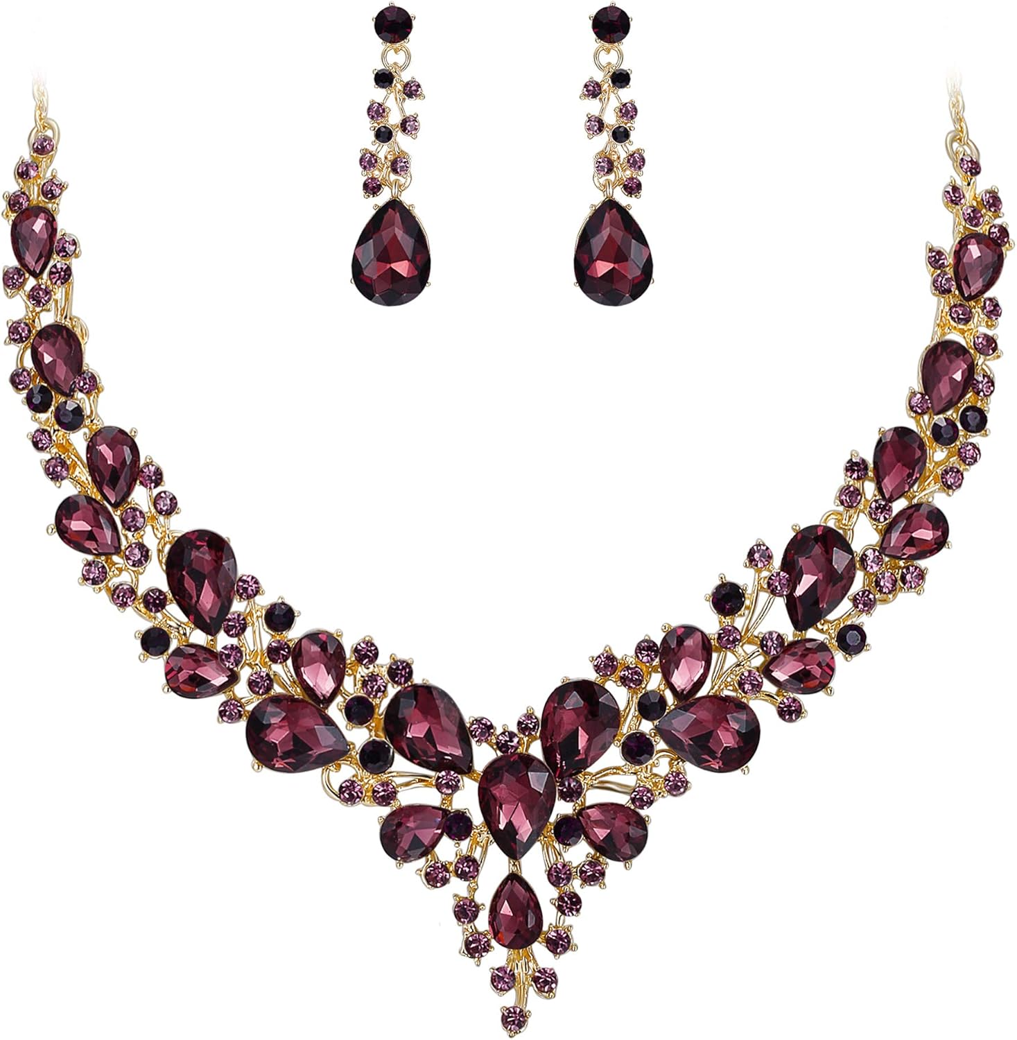 BriLove Women's Wedding Jewelry Set, Special Bridal Austrian Crystal Teardrop Cl...