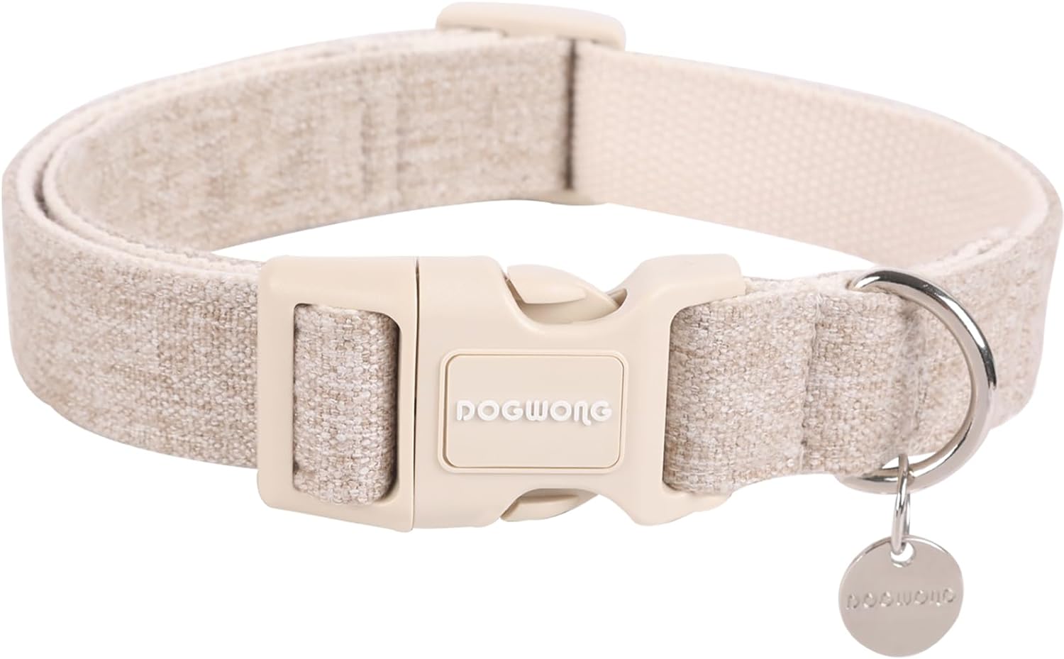 DOGWONG Cotton Hemp Dog Collar, Special Heavy-Duty Dog Collar, High-Quality Adju...