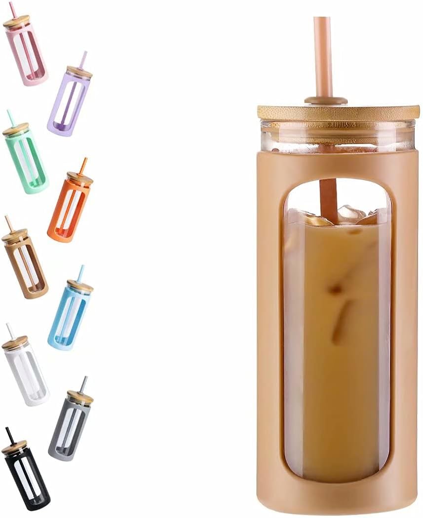 Kodrine 20oz Glass Water Tumble, Special Water Bottle with Straw and Lid, Innova...