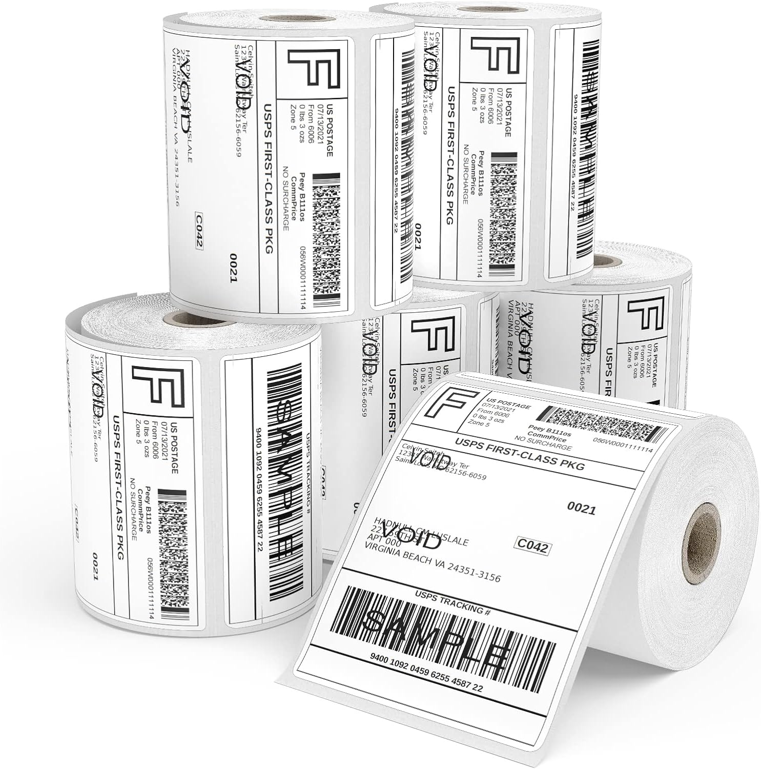 Direct Thermal Labels 6 Roll 1500 Labels Shipping Labels White 4" x 6"(101x152mm...