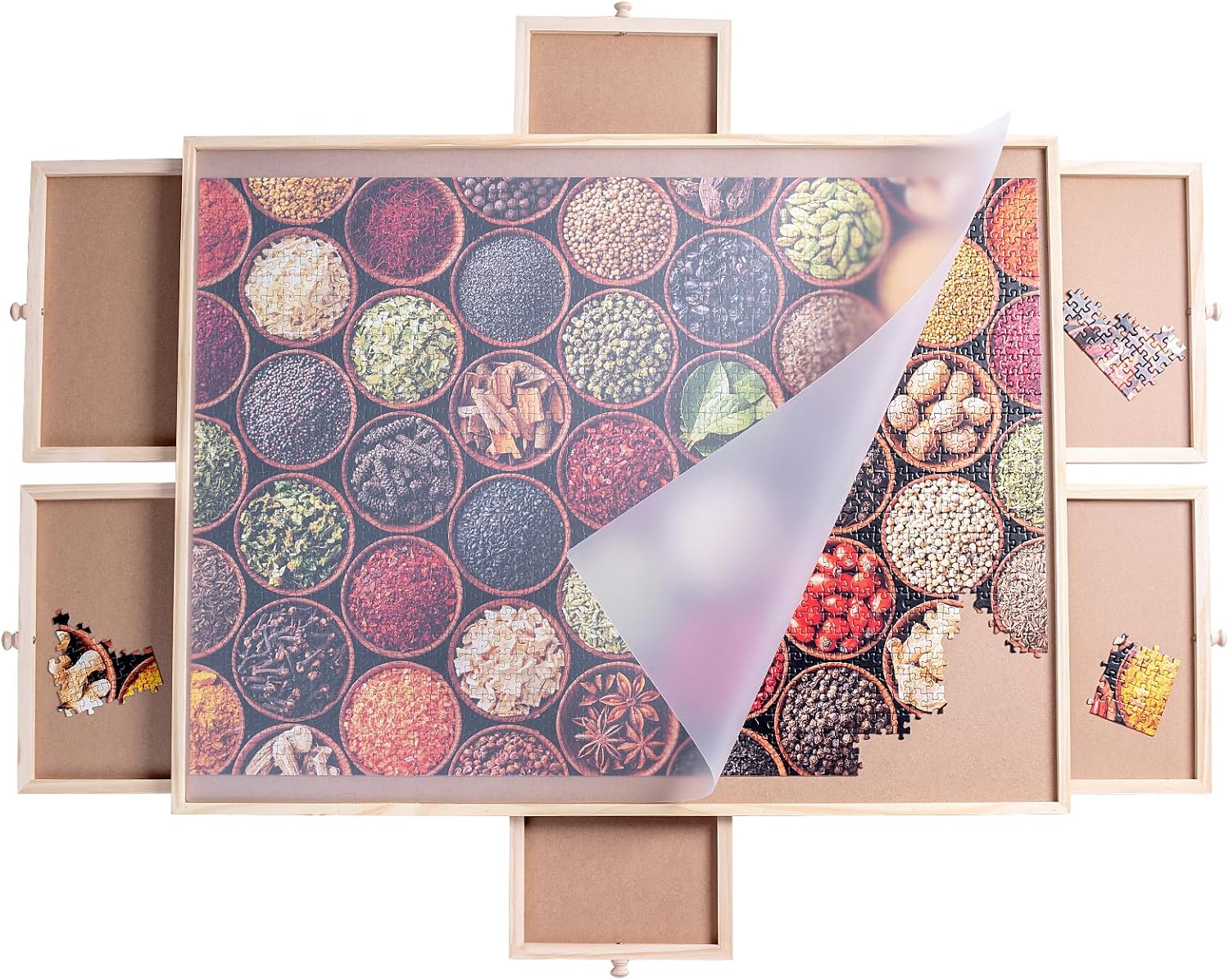 1000 Piece Wooden Puzzle Table, Special Puzzle Board with 6 Drawers and Cover, I...