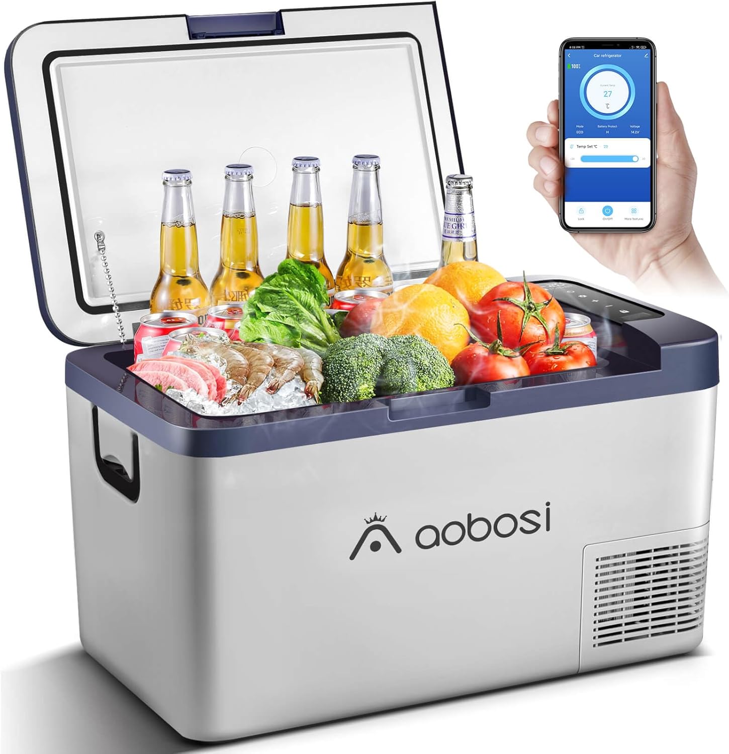 AAOBOSI Camping Fridge 25 L, Car Fridge 12/24 V DC, APP Control Car Refrigerator...