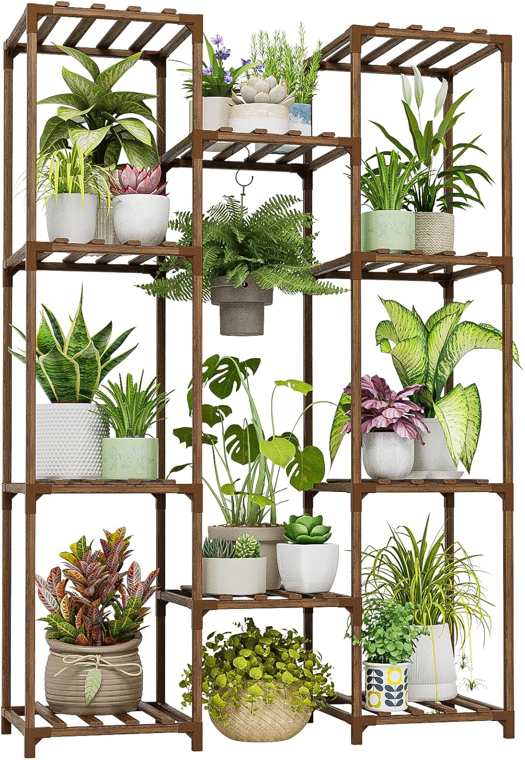 Bamworld Plant Stand Indoor Outdoor Hanging Plant Shelf for Multiple Plants Pots...
