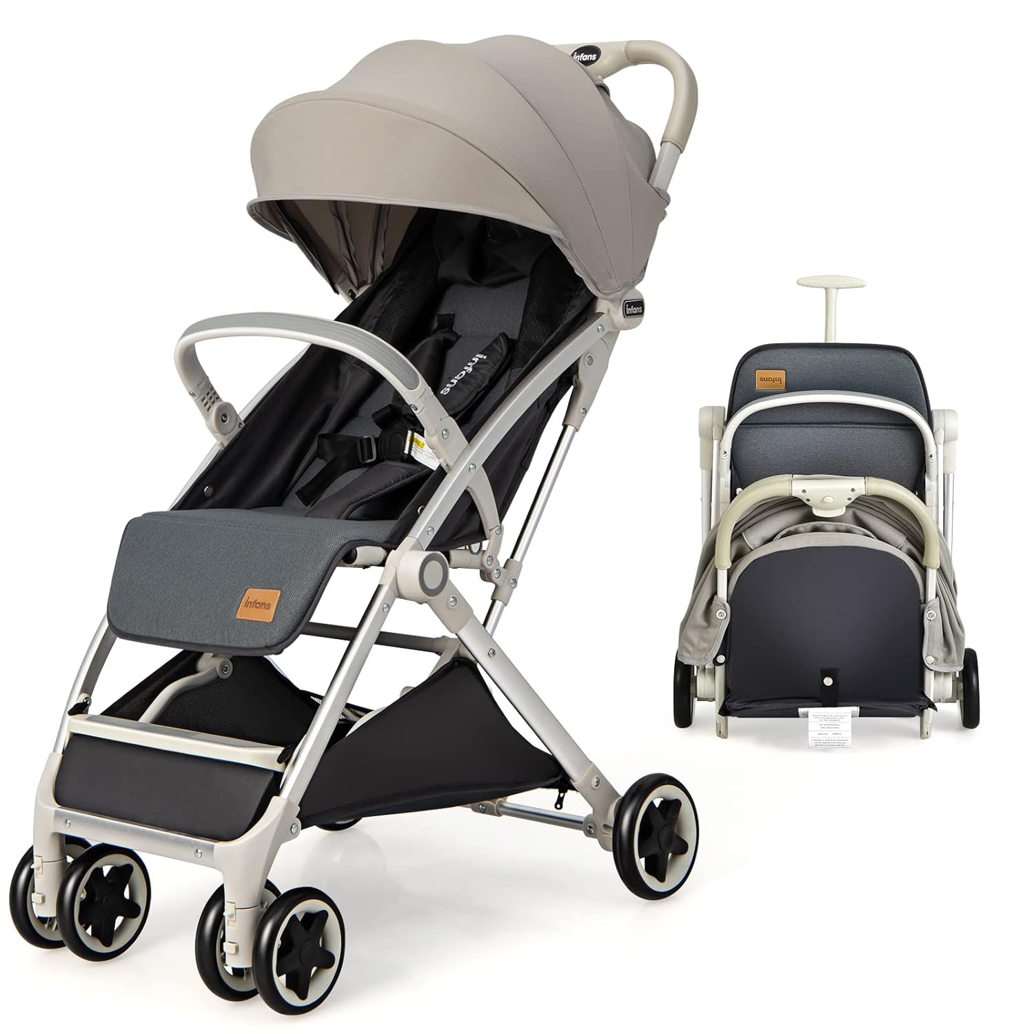 INFANS Lightweight Baby Stroller, Compact Stroller with One-Hand Fold, Travel St...
