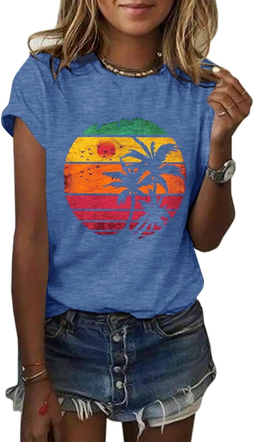 GEMLON Womens Summer Graphic Tees Shirts 2024 Trendy Tshirts Loose Fit Short Sle...