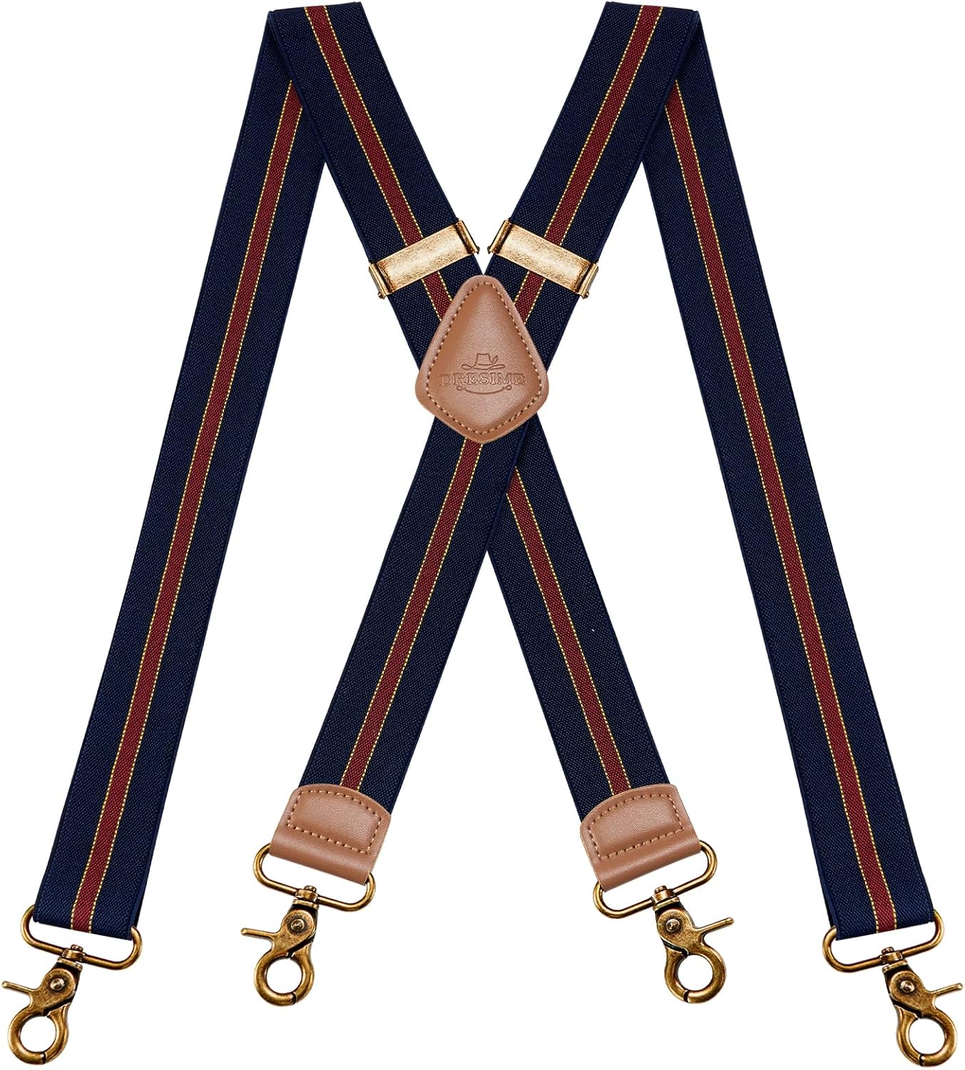 Dresime Mens Braces for Trousers with Strong 4 Hook-Clips, Vintage Suspenders Br...