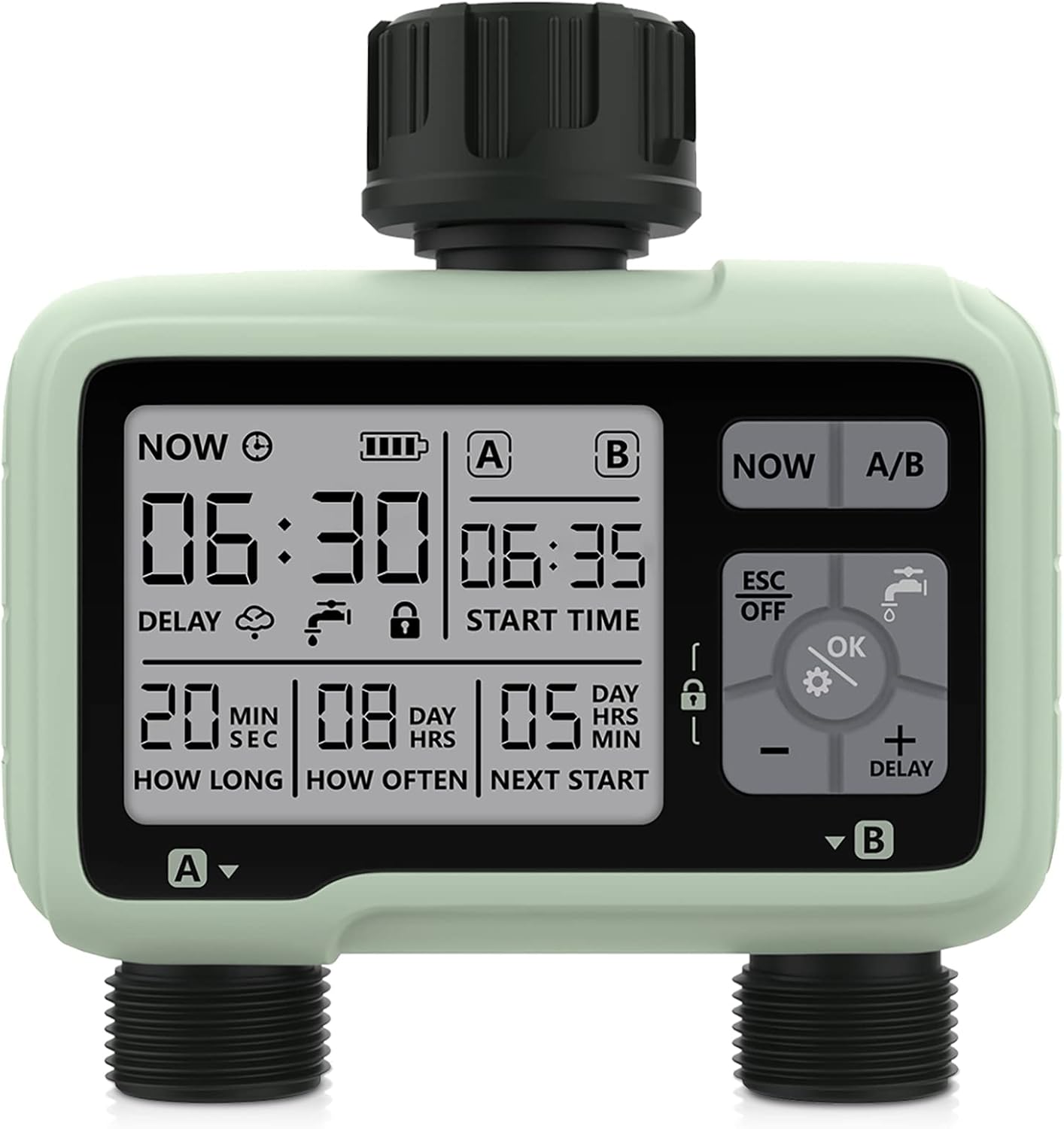 CROSOFMI Water Timer 2 Outputs Garden Water Timer Automatic Irrigation/LCD Scree...