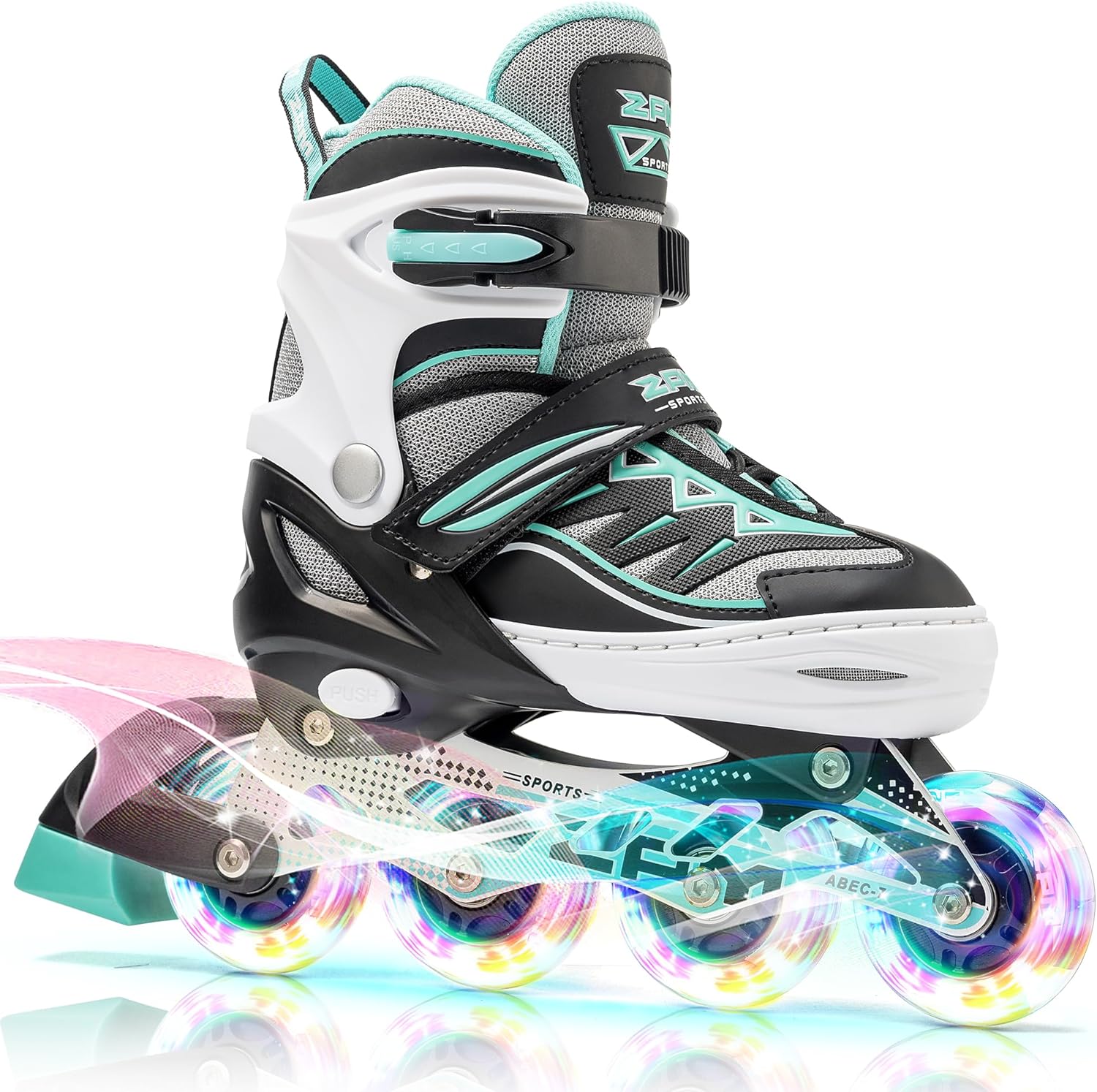 2PM SPORTS Cytia Pink Girls Adjustable Illuminating Inline Skates with Light up...