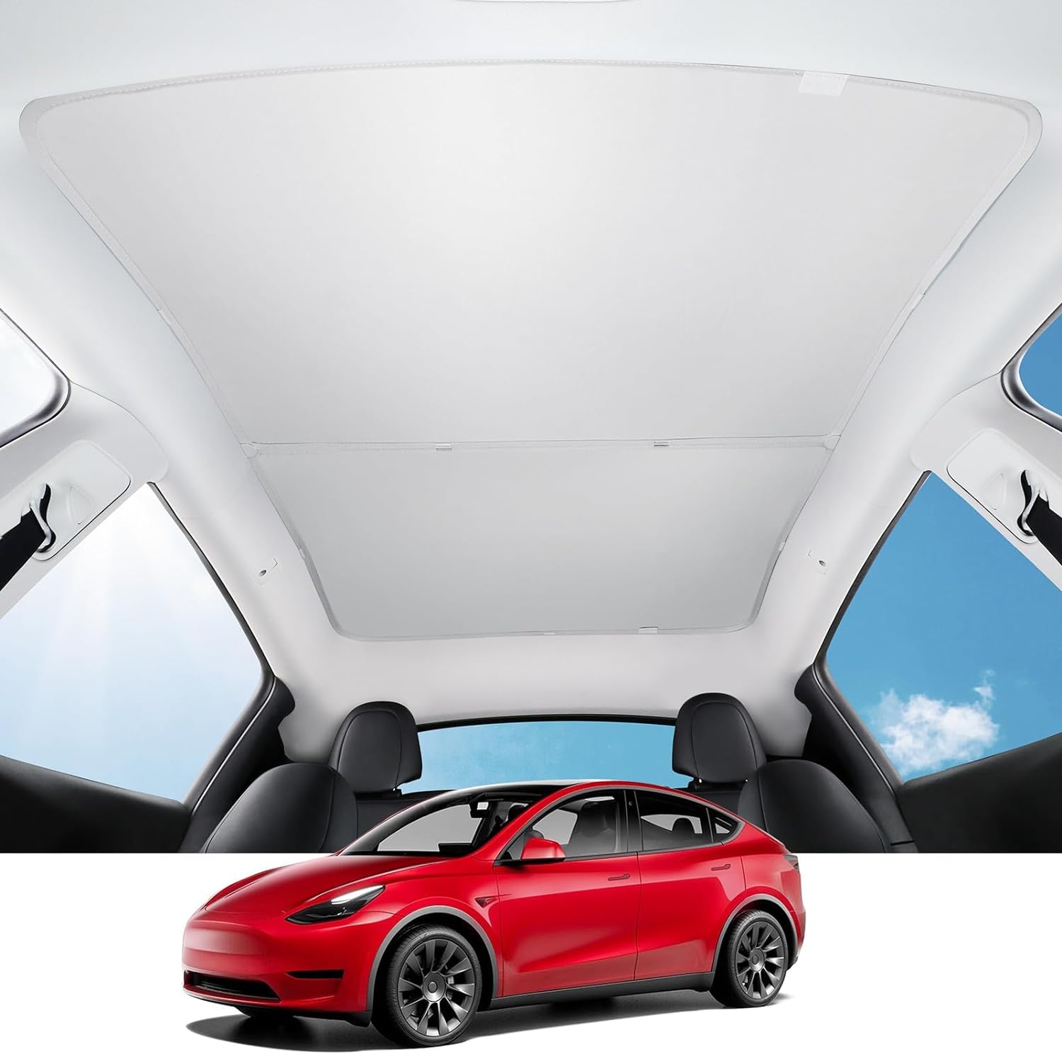 BASENOR 2024 Upgraded Tesla Model Y Glass Roof Sunshade with Storage Bag Sunroof...