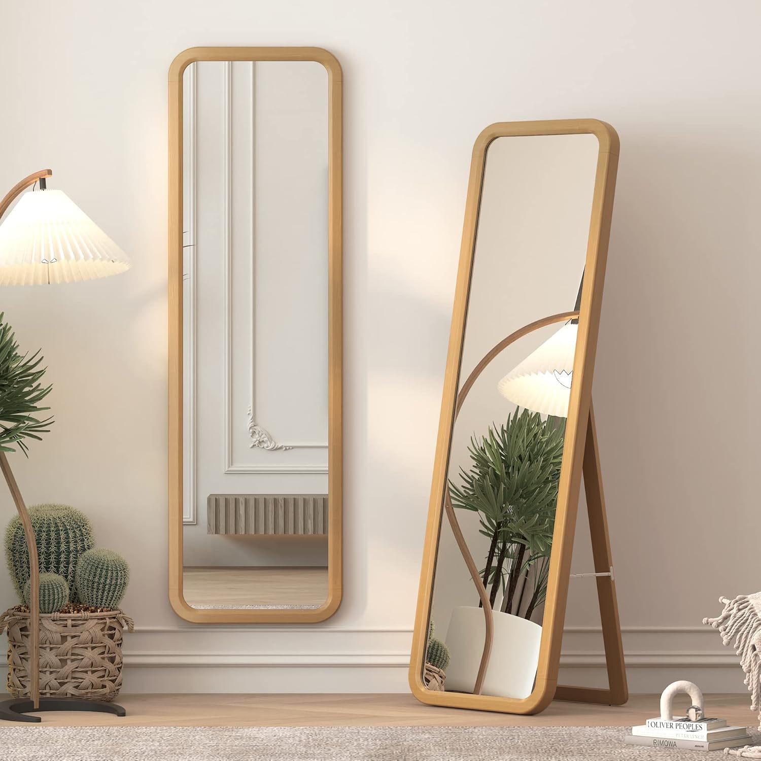 LVSOMT 63"×18” Wooden Full Length Mirror, Full Body Mirror, Standing Floor Mirro...