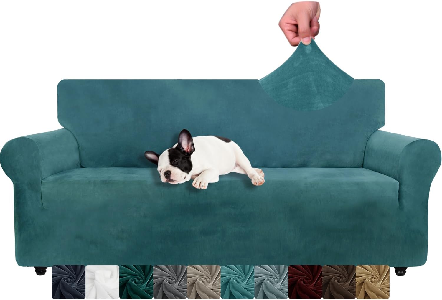 XINEAGE 1 Piece Velvet Couch Covers for 3 Cushion Couch Living Room High Stretch...