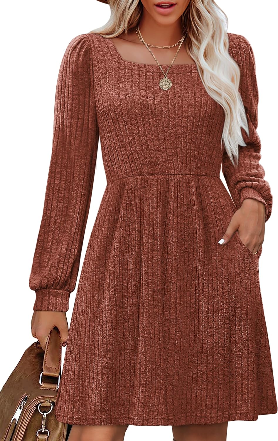 OFEEFAN Womens Knit Sweater Dress, Special Sweater Dress with Pockets, Innovativ...