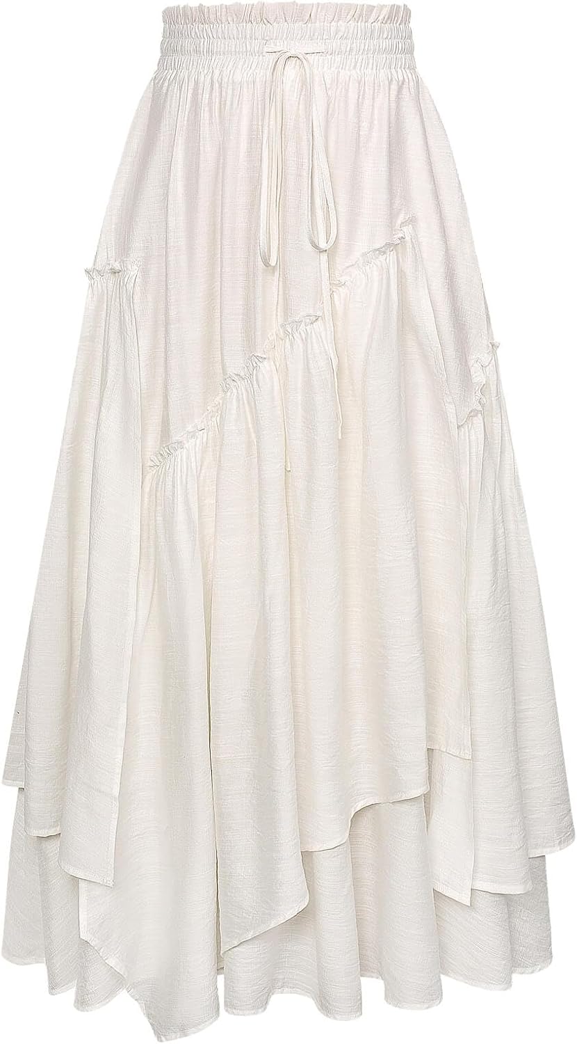 Scarlet Darkness Women Renaissance Skirt, Special Layered Long Skirt With Elasti...