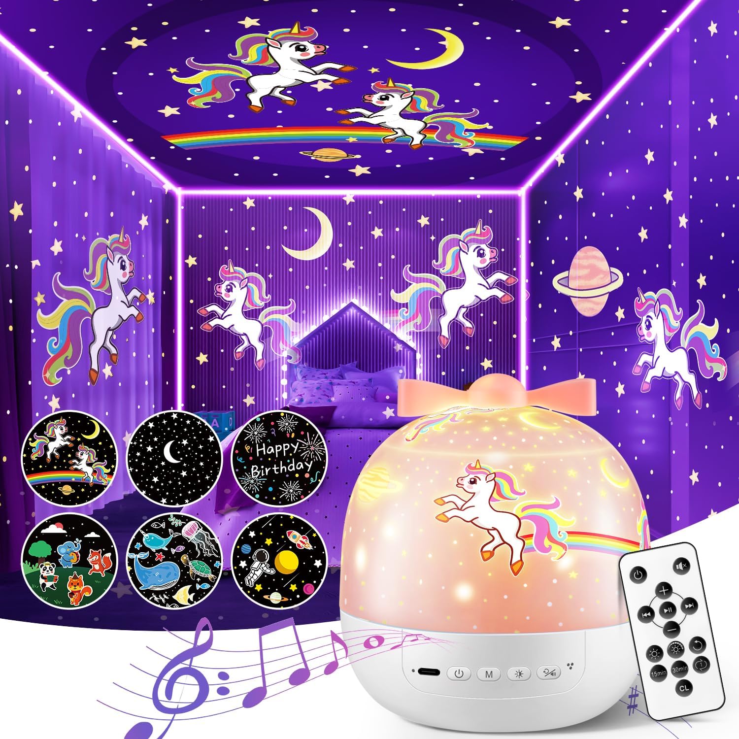 PIKOY Night Light for Kids, Special Night Light with 15 Films White Noises, Inno...