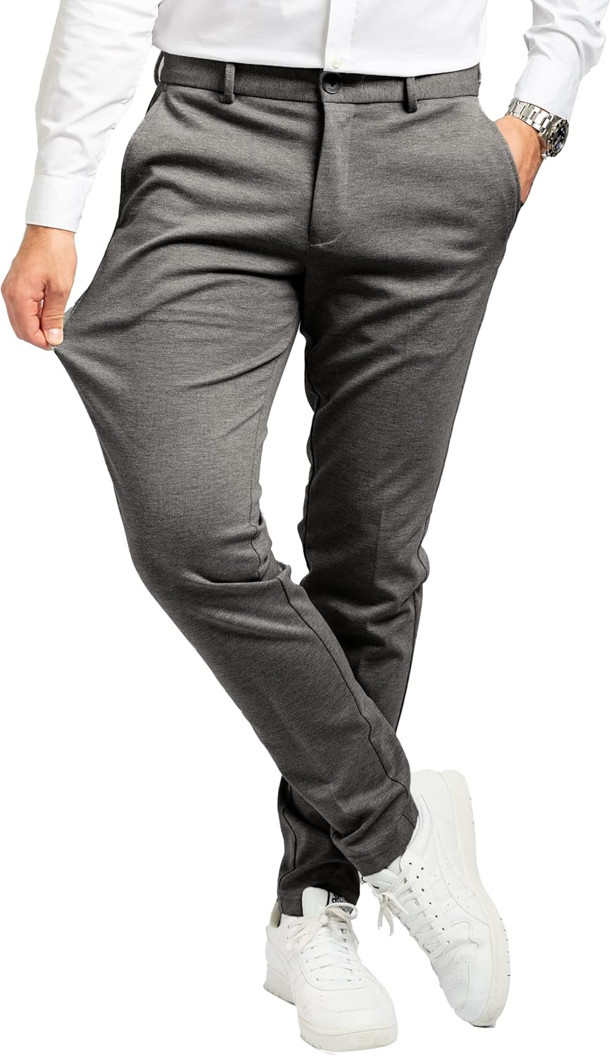 Performance Pants for Men, Slim Fit, Stretch - Comfortable and Modern Mens Trous...