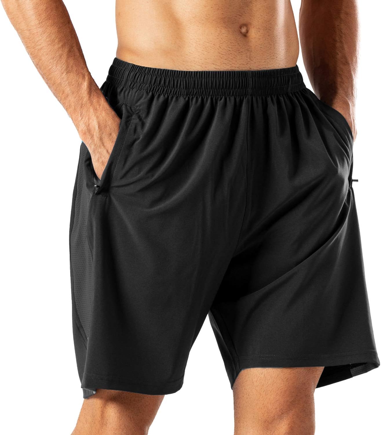 HMIYA Men's Casual Sports Quick Dry Workout Running or Gym Training Short with Z...