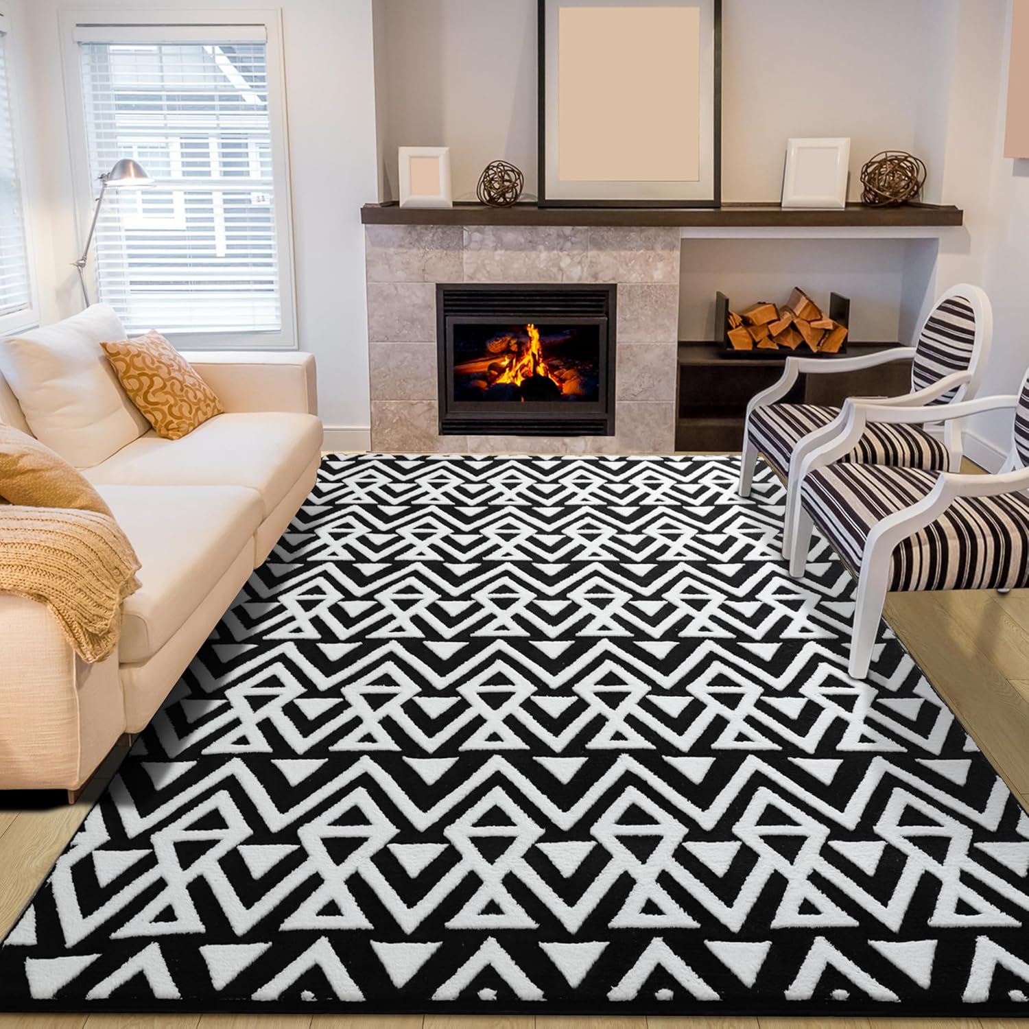 Unirea Geometric Shag Area Rugs, Special Large Rug for Bedroom Living Room, Inno...