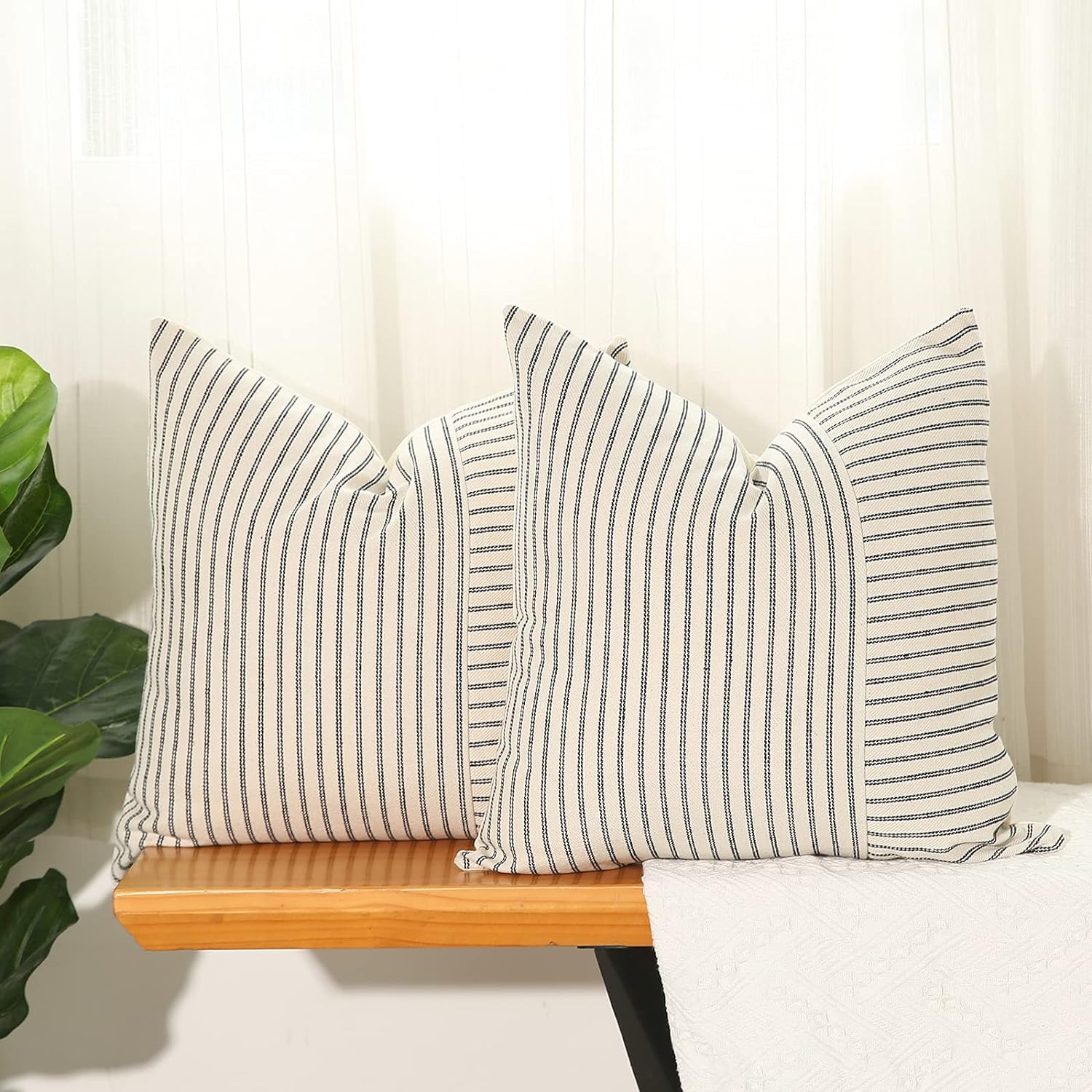 Hckot Black and Beige Patchwork Farmhouse Throw Pillows, Special Decorative Pill...