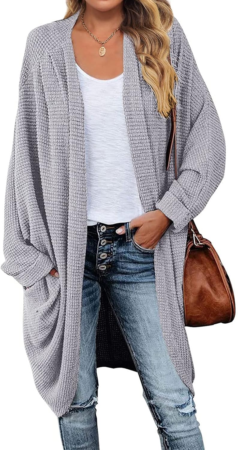 Quality MEROKEETY Women's Sweater Coat, Special Waffle Knit Batwing Cardigan, Af...