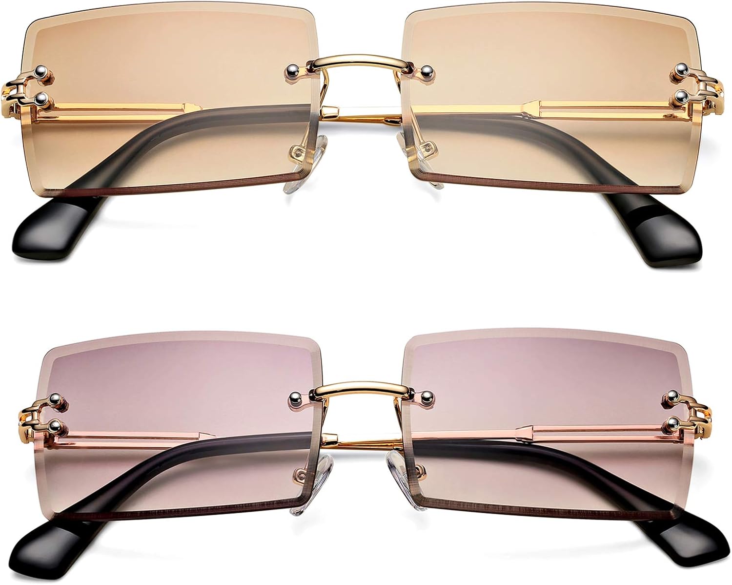 Rectangle Sunglasses for Men/Women, Special Small Rimless Square Shade Eyewear,...