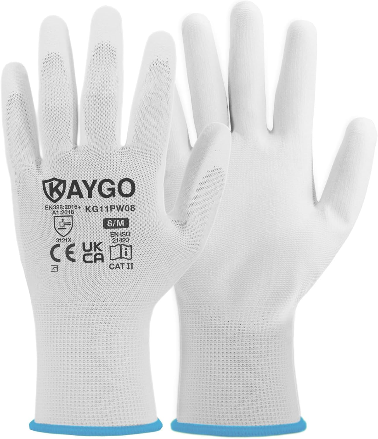 KAYGO Work Gloves PU Coated-12 Pairs, KG11PW, Safety Working Gloves with Secure...