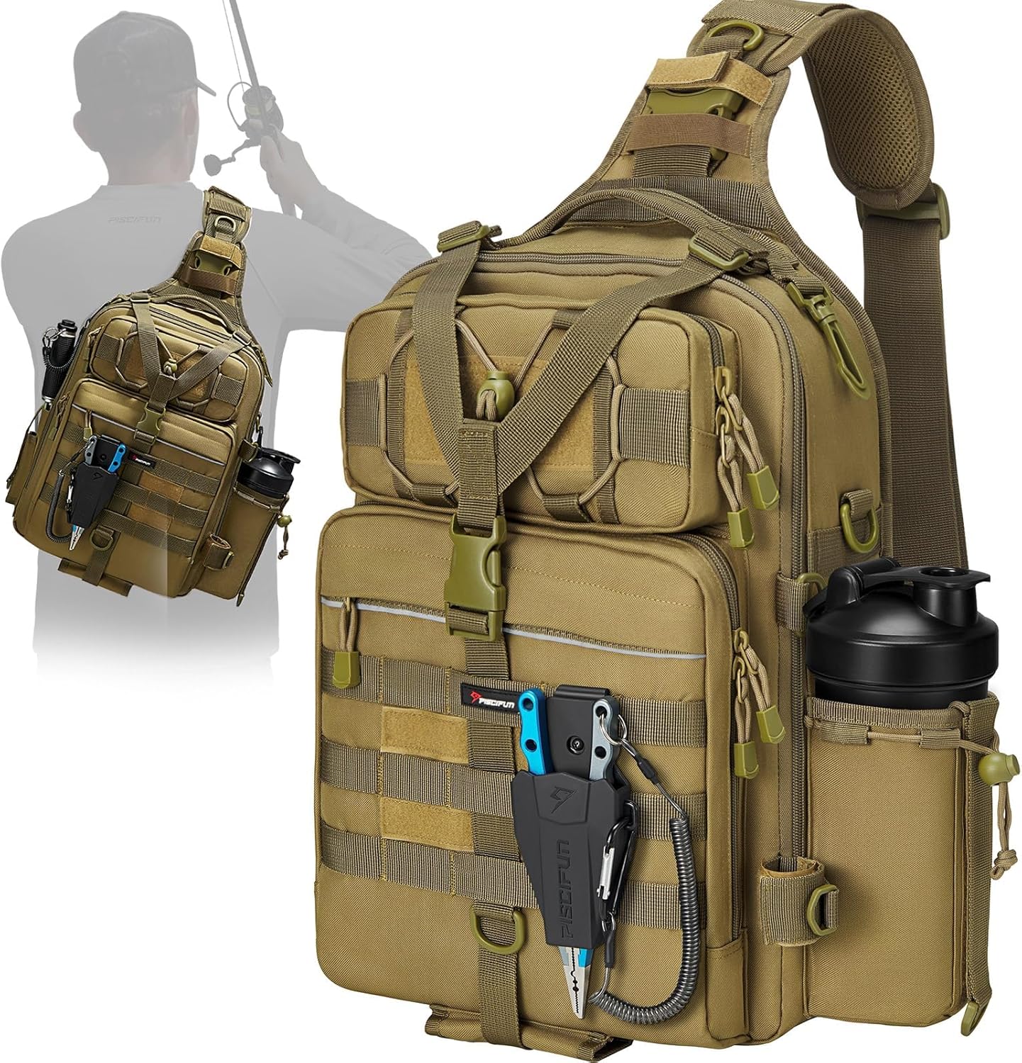 Piscifun Fishing Tackle Bag, Special Fishing Gear Bag with Rod Holder, Innovativ...