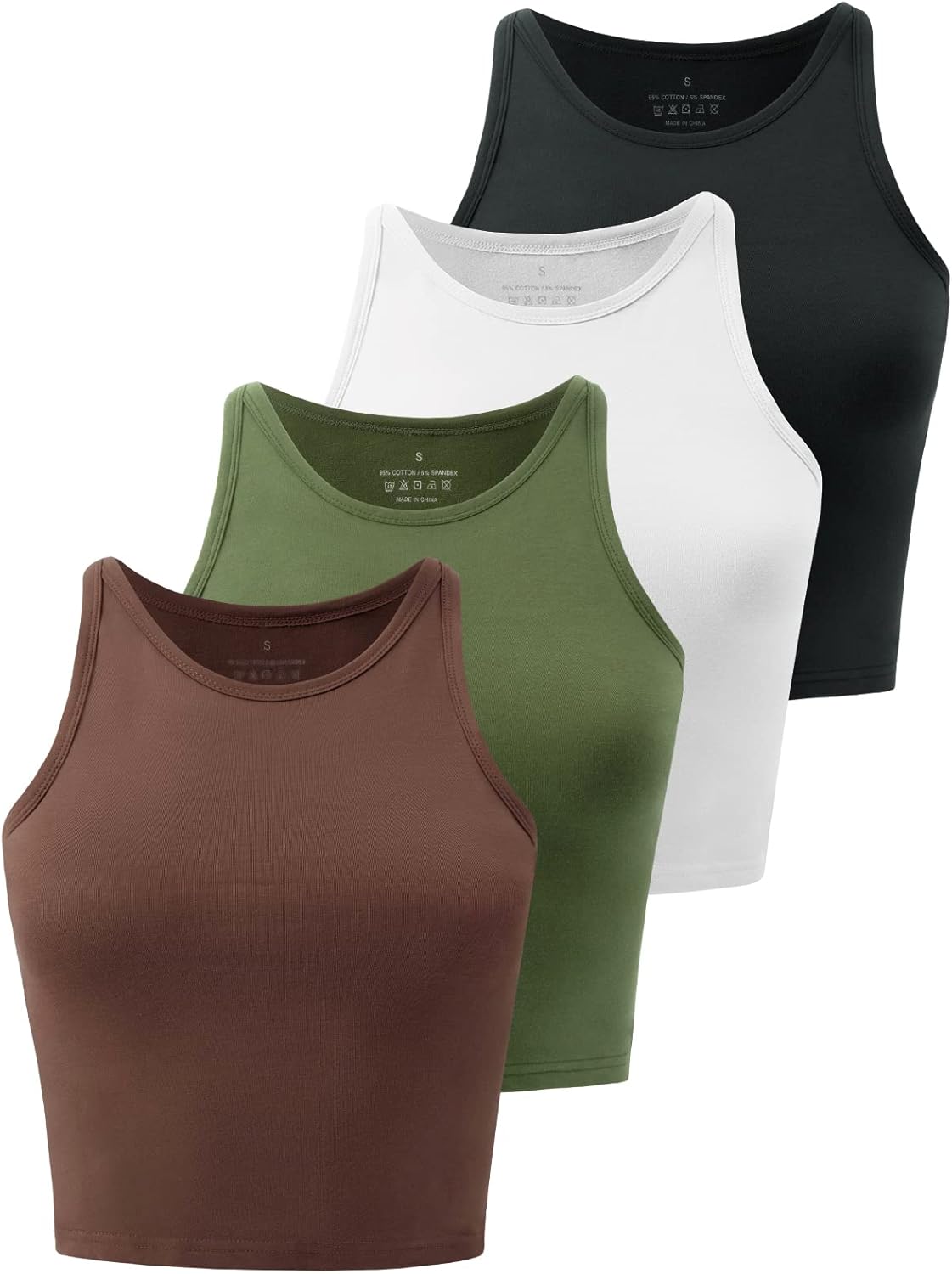 Kole Meego Crop Tops for Women Workout Cropped Tank Top High Neck Camisole Yoga...