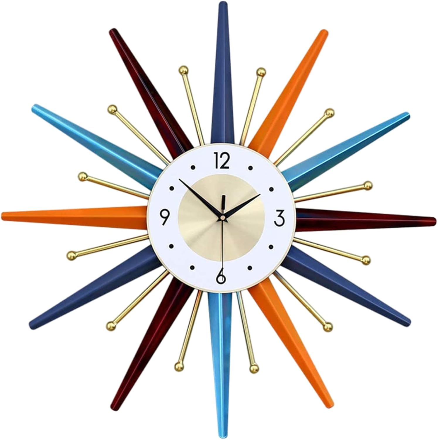 Large Wall Clock, Unique 22 Inch Modern Wall Clock, Innovative Starburst Mid-Cen...