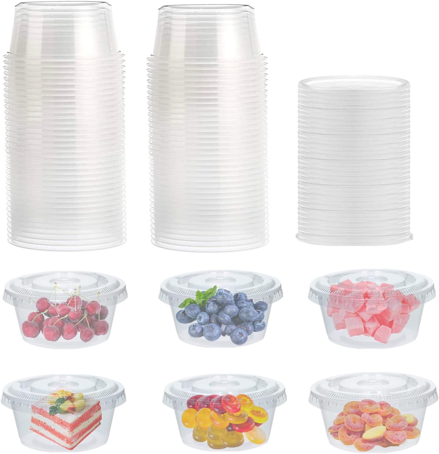 Surflyee 50 Pack Plastic Containers with Lids, 150ML Plastic Food Containers wit...