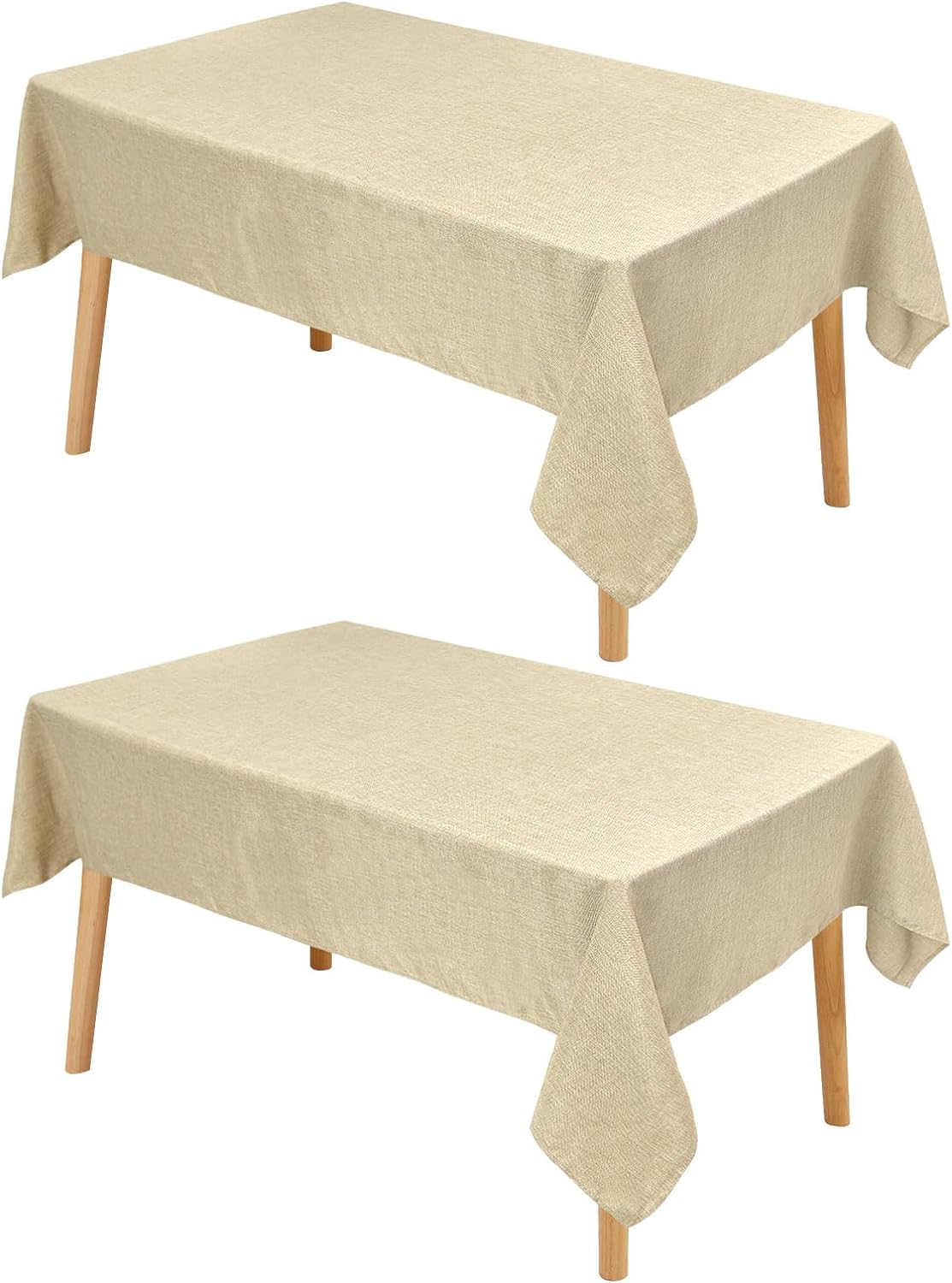 Hiasan 2 Pack Faux Linen Rectangle Tablecloth - Wrinkle and Stain Resistant Wash...