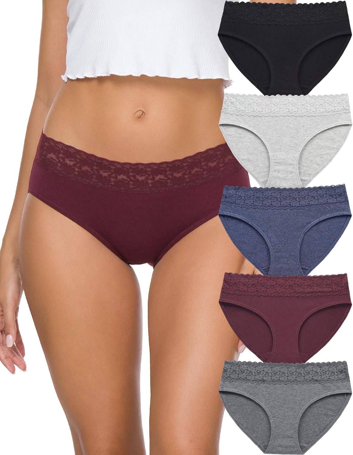 Womens Underwear Cotton Panties for Women Underpants Briefs Hipster Lace Bikini...