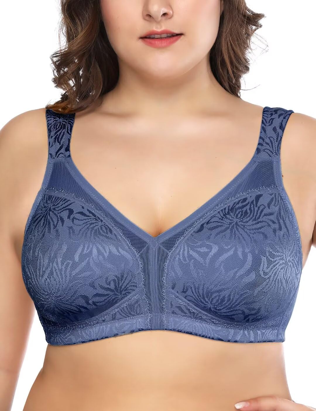 Deyllo Women's Full Coverage Plus Size Comfort Minimizer Bra Wirefree Non Padded...