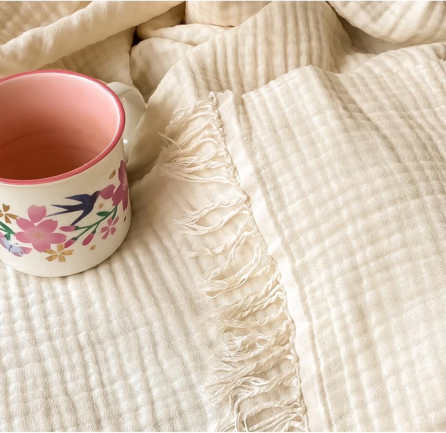 **Best KyraHome 100% Organic Cotton Muslin Throw Blanket, Special 60"x80" Throw...