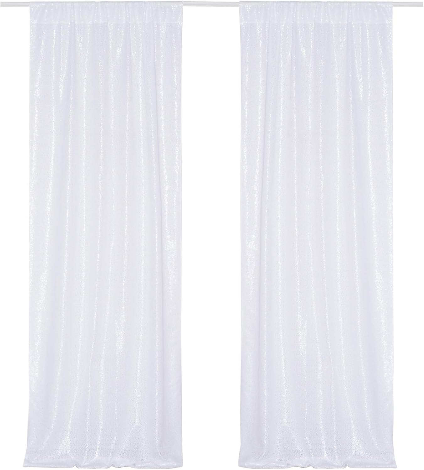 Poise3EHome Sequin Backdrop Curtains, Special White Sequin Backdrop for Party an...