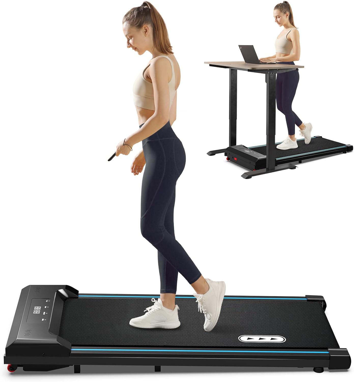 REDLIRO Walking Pad Treadmill, Under Desk Treadmill for Home Office, Mini Treadm...