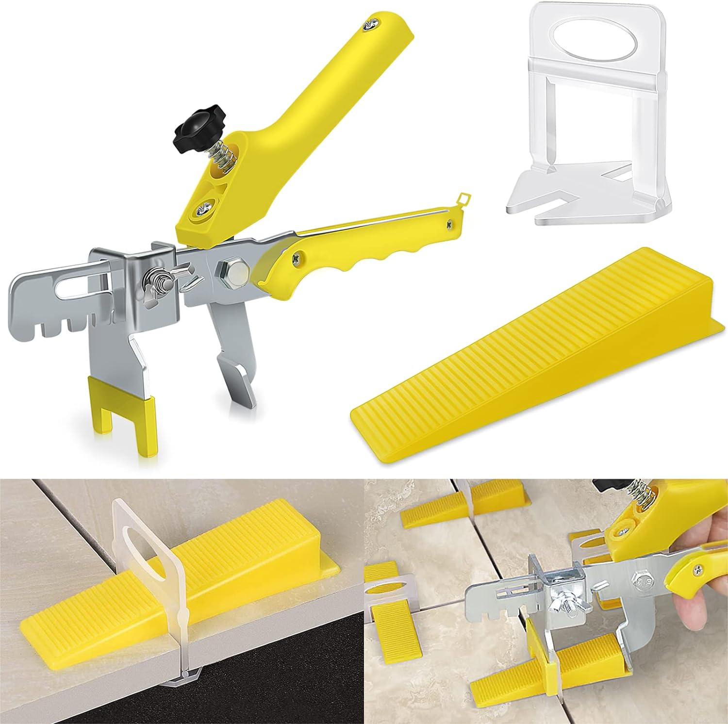 Tile Leveling System with Tile Plier - 300-Piece Tile Spacers Clips and 100-Piec...